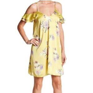 The Vanity Room dress Yellow Sateen Floral Dress medium